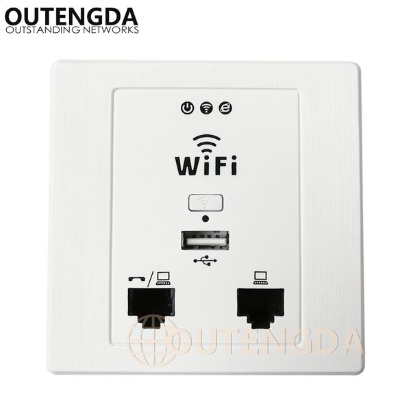 OUTENGDA WPL6058 Prise murale intérieure 86 à panneau blanc avec point d'accès sans fil WiFi inWall AP