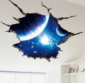 Autocollant mural 3D planètes de l'espace extra-atmosphérique pour décoration de sol de chambre à coucher salon vinyle bricolage décor à la maison stickers muraux