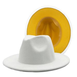 Patchwork blanc extérieur mélange de laine vintage hommes femmes Fedora chapeaux unisex classiques Big Brim Panama Trilby Hats Party Jazz Hat274y