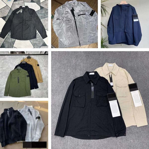 Nouveau Designer Sweat-shirt pour hommes Stones Pocket Jacket Island Jacket Manches longues Zipper Badge Casual Manteau Coupe-vent Brodé Mens Chemise Automne Veste Asie Taille m-3xl