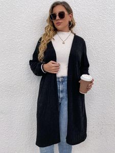 Bovenkleding plus maat 4xl jas vrouwen herfst 2023 zwart groot vintage curvy vest met lange mouwen losse oversize solide casual trui