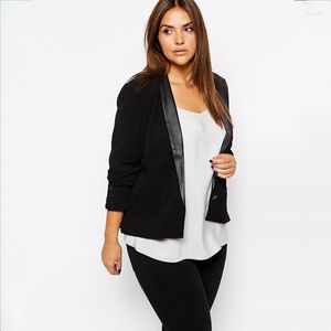 Manteaux d'extérieur grande taille Pu col châle élégant mode Blazer femmes noir à manches longues bouton unique printemps automne formel bureau manteau décontracté