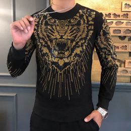 Vêtements d'extérieur Tête de Tigre À Manches Longues Sueter Masculino Hommes Brillant Sweat À Capuche Mâle Streetwear Hip Hop Casual Pull À Capuche 240115