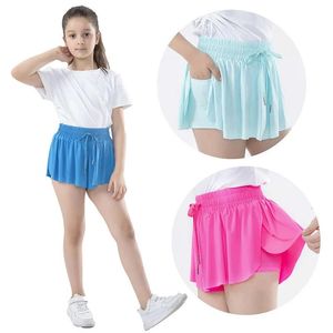 Tenue 315 ans Girls Designer Pocket Summer Flowy Shorts papillon short avec poche 2in1 Shorts de course athlétique pour les enfants actifs