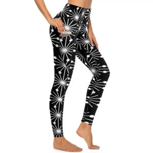 Tenue Pantalon de yoga à géométrie abstraite Lady Leggings noirs et blancs Sexy Taille haute Yoga Collants de sport Élastique Graphique Entraînement Leggins