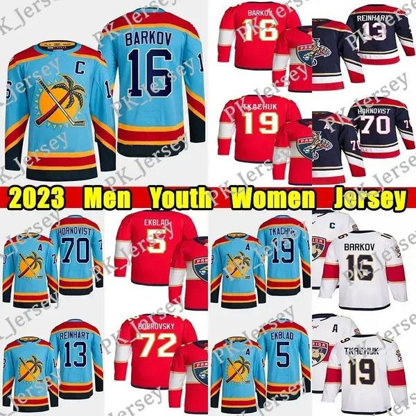 Tenue Florida''panthers'''hockey Jersey # 5 Aaron Ekblad # 19 Matthew Tkachuk Sergei Bobrovsky Patric Hornqvist Sam Reinhart Spencer Knight