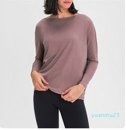 Outfit LU935 Shirt met lange mouwen Dames Yoga Sport Tops Fitness Shirts BumCovering Lengte Sweatshirts Superzacht Relaxed Fit Herfst