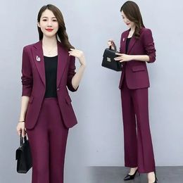 Traje de pantalón de pierna ancha Blazer y mujer 2 sets blancos de dos piezas Pantalones para mujeres Negocios formales Sexy Classy XXL D 240319