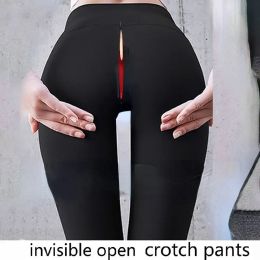 Tenue femmes fermeture éclair Invisible entrejambe ouvert Leggings serrés pantalons de Yoga grande taille taille haute Couples pantalons d'extérieur