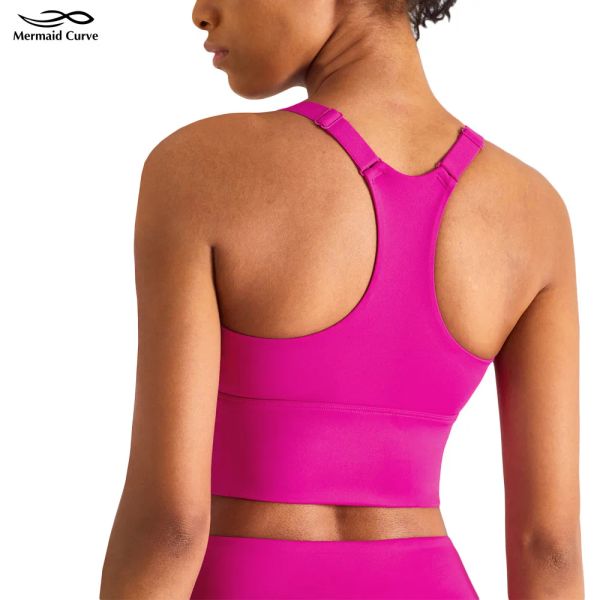 Equipo Wunder Train Longline Sports Bra Yoga Training Soporte de alta resistencia Gym Fiess Bras Ajustar la correa del hombro Tamaño C / D Cup Top