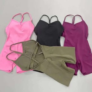 Outfit Yoga Set Pad Romper Shorts Sport Suit Survêtement Ensemble Sportswear Combinaisons Entraînement Gym Wear Vêtements de course Fitness 230310 jure