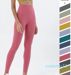 Roupas alinhar calças leggins correndo fiess roupas de ginásio feminino yoga leggings sem costura treino legging nude cintura alta calças justas