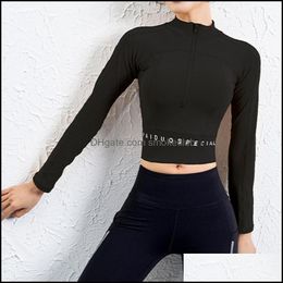 Trajes Ropa de ejercicio Ropa deportiva al aire libre Deportes al aire libre Camisa de yoga sin costuras Mujeres Fitness Media cremallera Manga larga Entrenamiento Tops Gimnasio C