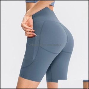 Outfits Oefening Slijtage Atletische Outdoor Apparel Outdd Outdoors Fitness Gym Hoge Taille Naadloze Yoga Shorts met Pocket Cycling Sports Leggings Runni