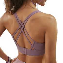 Les tenues attachent le fermoir arrière du Brassiere de course de choc à l'amortisseur à une pièce glisser facilement et hors de Yoga Bra Cross Back Beauty Gym Sports Bra