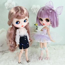 Outfits voor ICY DBS Blyth pop paarse engel prinses jurk dame rok pak 16 BJD ob24 anime meisje 240311