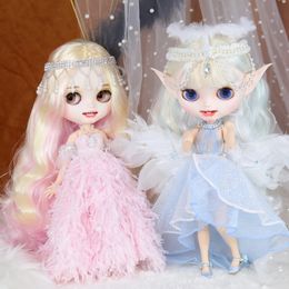 Trajes para ICY DBS Blyth Dolls Angel Princess Vestido de fiesta con tocado Traje 16 BJD Ob24 Anime Girl bratz 240311