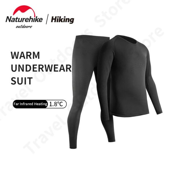 Tenues Naturehike Wr06/07 Séchage rapide Ensemble de sous-vêtements de sport en plein air hiver femme/homme collants thermiques en fibre de charbon antibactérien