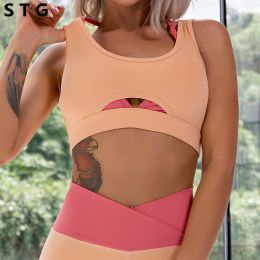 Tenues nouvelles femmes soutien-gorge de sport Sexy avec coussinet Push Up haut court gilet Style Fiess soutien-gorge de gymnastique entraînement Yoga haut tenue de sport réservoir actif