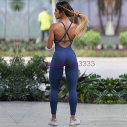 Outfits Womens Yoga Backless Overalls Romper Fiess Rompertjes Sexy Sport Pak Legging Jumpsuit Combinaison Gym Set