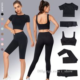 Tenues Yoga Femmes sans couture Fixé Workout Sportswear Fitness Fitness Bra Pantalons de sport Vêtements High Traine Collages Shorts Sports Sports Suisse Femelle Yoga Leggings