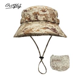 Outfly Digital Camuflage Army Hat Men Camping Men cortos Boscos Sune Sunale Sunic Bionic Jungle Hat Bucket Hat 240528