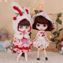 Sortifts for glac dbs blyth poupée de fraise rouge vêtements de lapin de cosplay costume 16 bjd ob24 anime 240311