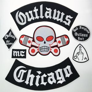 Outlaw Chicago Vergeeft Geborduurde Ijzer Op Patches Fashion Big Size Voor Biker Jacket Full Back Custom Patch295n