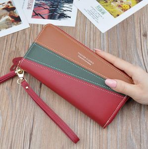 Outlet Merk Womens Handtas Klassieke Gedrukt Lange Portefeuilles Multifunctionele Lederen Vrouwen Portemonnee Kleine Verse Contrast Kleur Portemonnee in de hand