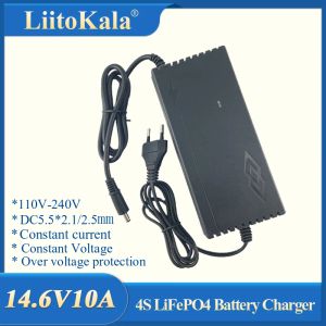 Sortie 14.6V 10A pour le chargeur de batterie LifePO4 12V 10A avec EU PLIGS US CLIPS CHARGE ADAPTATEUR ENTRÉE 100-240V 5.5 2.1DC