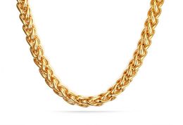 Excepcional más vendida de oro de 7 mm de acero inoxidable ED Wheat Braid Cabecillo de la cadena de bordillo 28quot Nuevo diseño para hombres0399797356