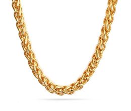 Excepcional más vendida de oro de 7 mm de acero inoxidable ED Wheat Braid Cabecillo de la cadena de bordillo 28quot Nuevo diseño para hombres0396155740