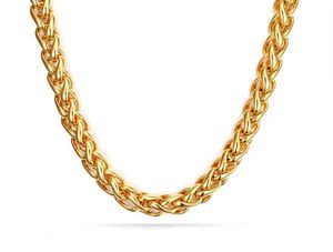 Excepcional más vendida de oro de 7 mm de acero inoxidable ED Wheat Braid Cabecillo de la cadena de bordillo 28quot Nuevo diseño para hombres0396996041