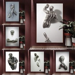 Uitstekende visuele effecten Canvas Schilderij Metalen figuur standbeeld Posters En Prints Muur Foto's Voor Woonkamer Home Decor 240129