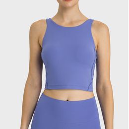 Prendas de vestir para entrenamiento, Sujetador deportivo para correr, cuello alto, a prueba de golpes, antideslizante, camiseta sin mangas para Yoga, chaleco de Yoga con almohadilla para el pecho