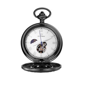 Ouyawei montre de poche mécanique hommes de qualité supérieure Vintage découpe Perspect couvercle inférieur remontage manuel montre de poche Bracelet Clock1256x