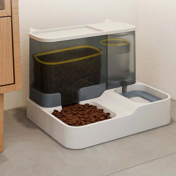 OUZEY mangeoire automatique chat chien bol de nourriture avec fontaine d'eau articles pour animaux de compagnie grande capacité support surélevé bol pour buveur de chat 240328