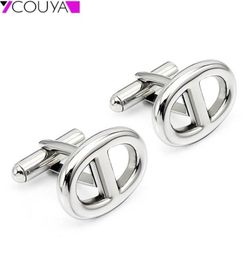 OVAL 8 FORME H HACKING COUFFILLES en acier inoxydable Silver Color Bijoux pour Business Sports Cuff Links Gifts Mens 20110615362687165759