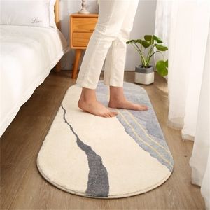 Ovaal nachtkastje Nordic absorberend deur mat kunst tapijt antislip pluche tapijten lange vloer voor woonkamer decoratieve 220301