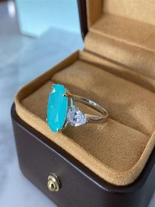 Bague Paraiba ovale bleue, bague de promesse en Tourmaline, en argent Sterling 10ct, bijoux en pierres précieuses 323T2291309