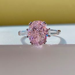 Ovale Cut 3CT edelstenen Diamond Ring 100% Originele 925 Sterling Zilveren Wedding Band Ringen voor Vrouwen Mannen Engagement Sieraden Gift
