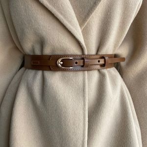 Bouche à broche ovale ceinture en cuir femme Match Match Robe Robe Allmatch Casual Pure Cow Cape Decorative Belt 204b