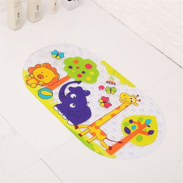 Alfombra de baño de PVC ovalada Ducha para niños Almohadillas antideslizantes para pies con ventosa Alfombra de plástico Plegable Dibujos animados Niños Bañera Alfombra de piso 211130