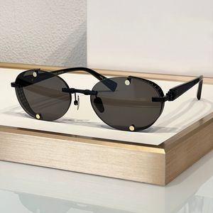 Gafas de sol redondas ovaladas Marco de metal negro / Lentes gris oscuro Hombres Mujeres Verano Sunnies Sonnenbrille Tonos de moda Gafas UV400 Unisex