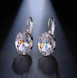 Boucle d'oreille en cristal de forme ovale, 6 couleurs, boucles d'oreilles en pierre de zircone cubique pour femmes et filles, bijoux de fête à la mode 2084093