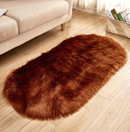 Ovale vorm pluche tapijt imitatiewol vloermat modern eenvoudig zacht bontkleed Koudbestendig antislip tapijten5822569