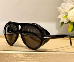 Ovale zonnebril Fashion designer dameszonnebril TF882 anti zijlicht beweegbare zijklep zwart rond montuur heren UV400 casual bril met originele doos