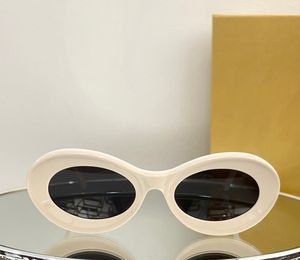 Lunettes de soleil ovales ivoire gris foncé lentille pour femmes lunettes de soleil d'été lunettes de soleil Sonnenbrille UV400 lunettes avec boîte