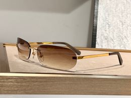 Lunettes de soleil ovales à lentille marron doré pour femmes et hommes, lunettes de soleil à la mode UV400 avec boîte