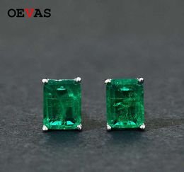 Eceas Elegant Vintage Simulation Emerald Stud -oorbellen voor vrouwen Topkwaliteit 925 Sterling Silver Green Zirkon Party Sieraden Gift 26196993